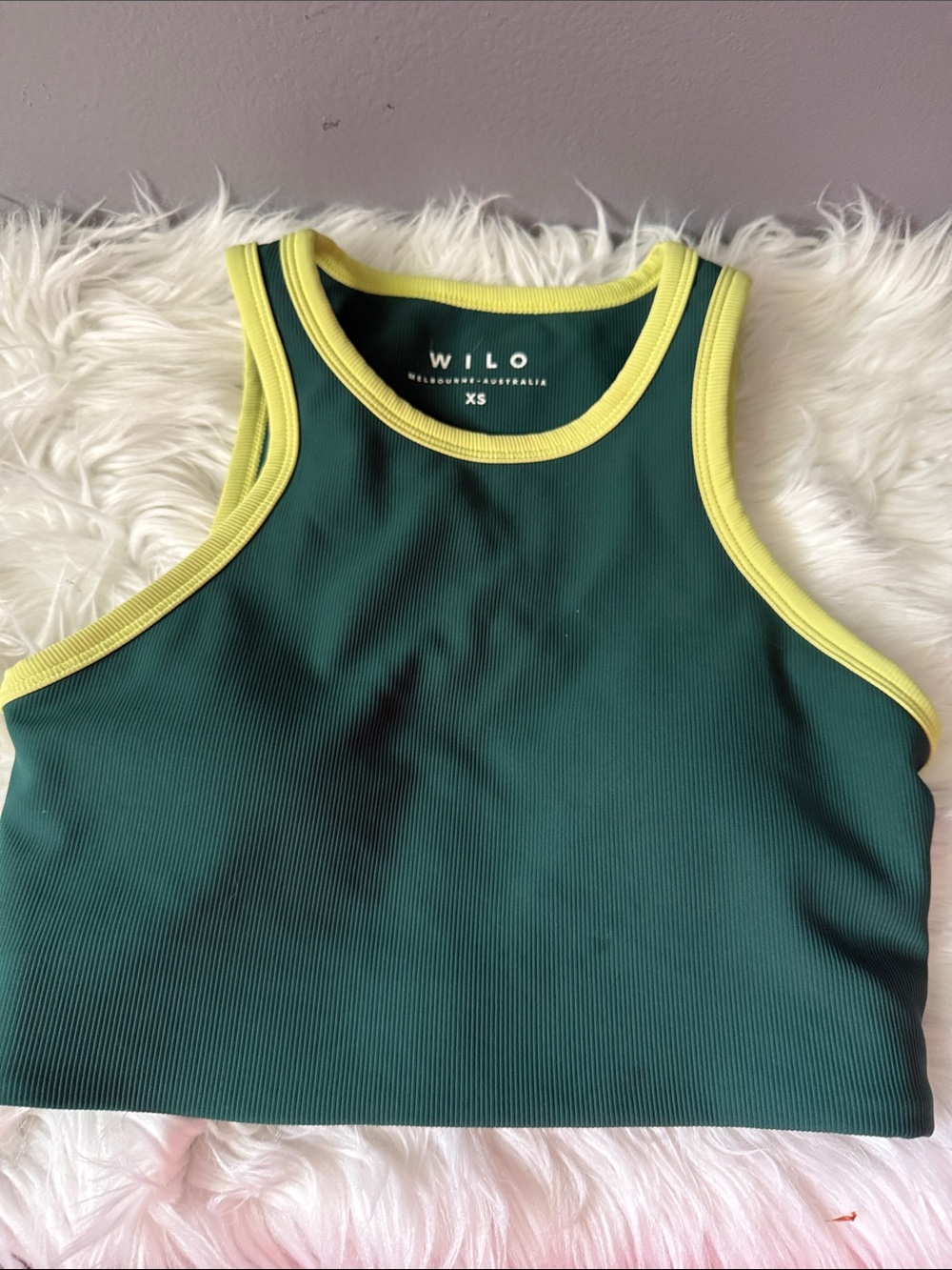 Wilo - Green Ribbed Tank with Yellow Trim - XS